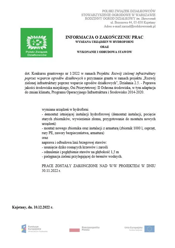 Zakończenie prac