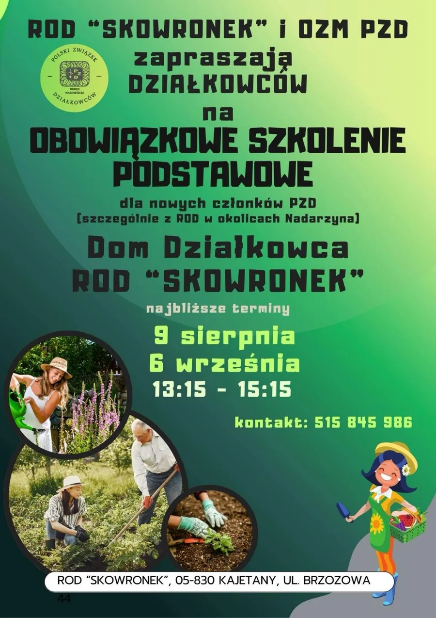 Szkolenie dla nowych działkowców — 9 sierpnia 2025